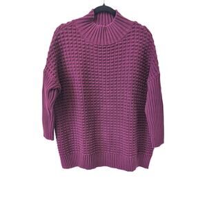 French Connection Mozart Popcorn Cotton Sweater In Berry size M